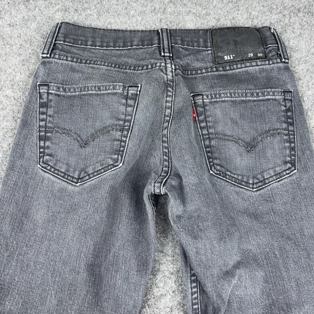 Levi's 511 Slim Fit Jeans Mens 29x30 (Fits 27x27) Gray Denim Stretch Dark Wash